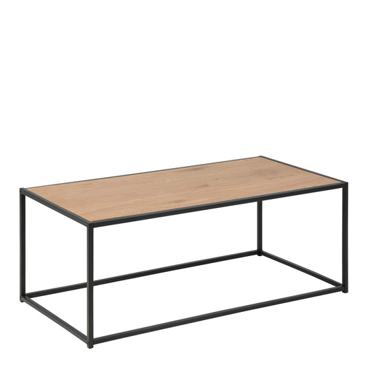 Seaford Black Metal Coffee Table with Oak Top