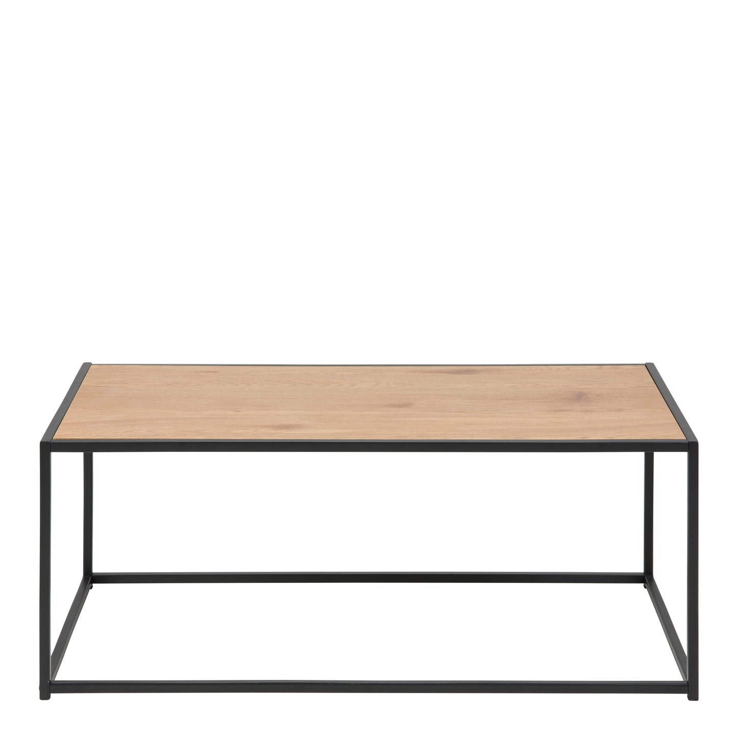 Seaford Black Metal Coffee Table with Oak Top