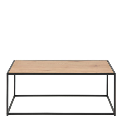 Seaford Black Metal Coffee Table with Oak Top