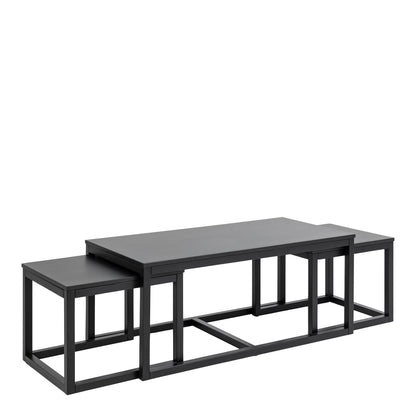 Cornus Square Coffee Table Set in Matt Black Set of 3