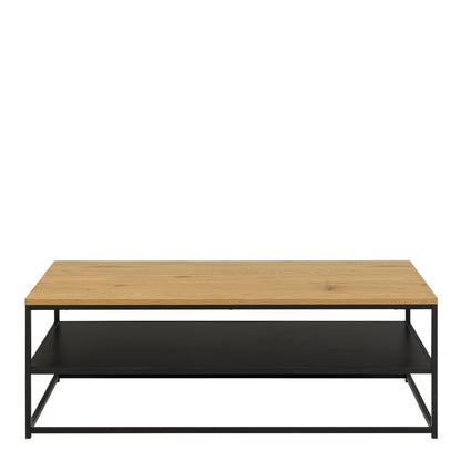 Gila Coffee Table with Open Shelf in Oak & Black