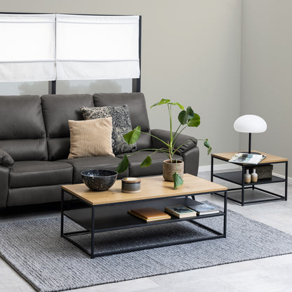 Gila Coffee Table with Open Shelf in Oak & Black