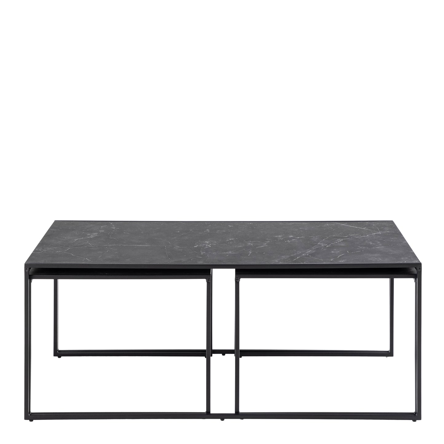 Infinity Square/Coffee Table Setin Matt Black Set of 3