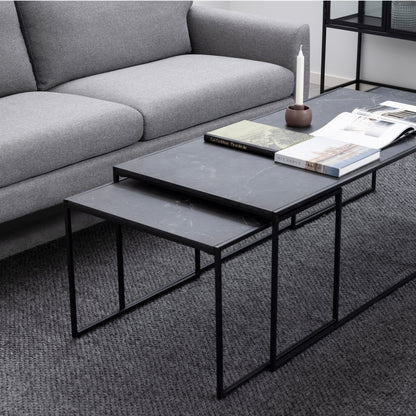 Infinity Square/Coffee Table Setin Matt Black Set of 3