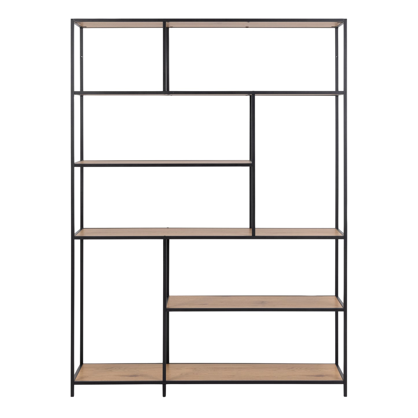 Seaford  Bookcase with 1 Drawer and 5 Shelves in Black and Oak