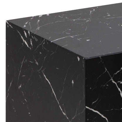 Dice Square Coffee Table Set in Black Marble Effect