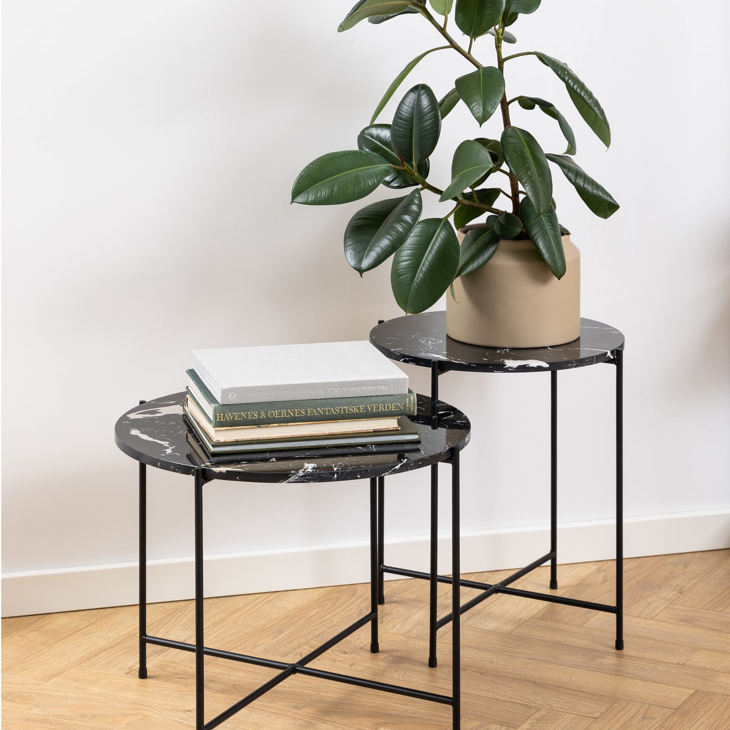 Avila Side Table with Black Marble Effect 42x45cm