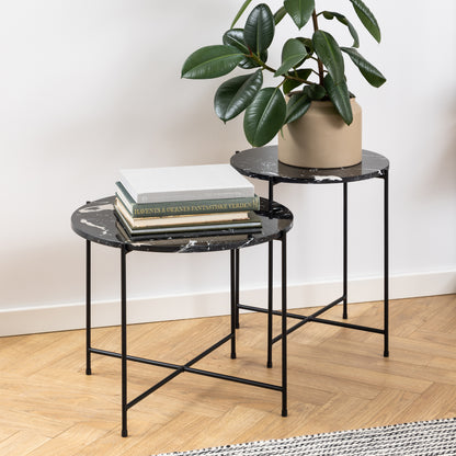 Avila Side Table with Black Marble Effect 52x40cm