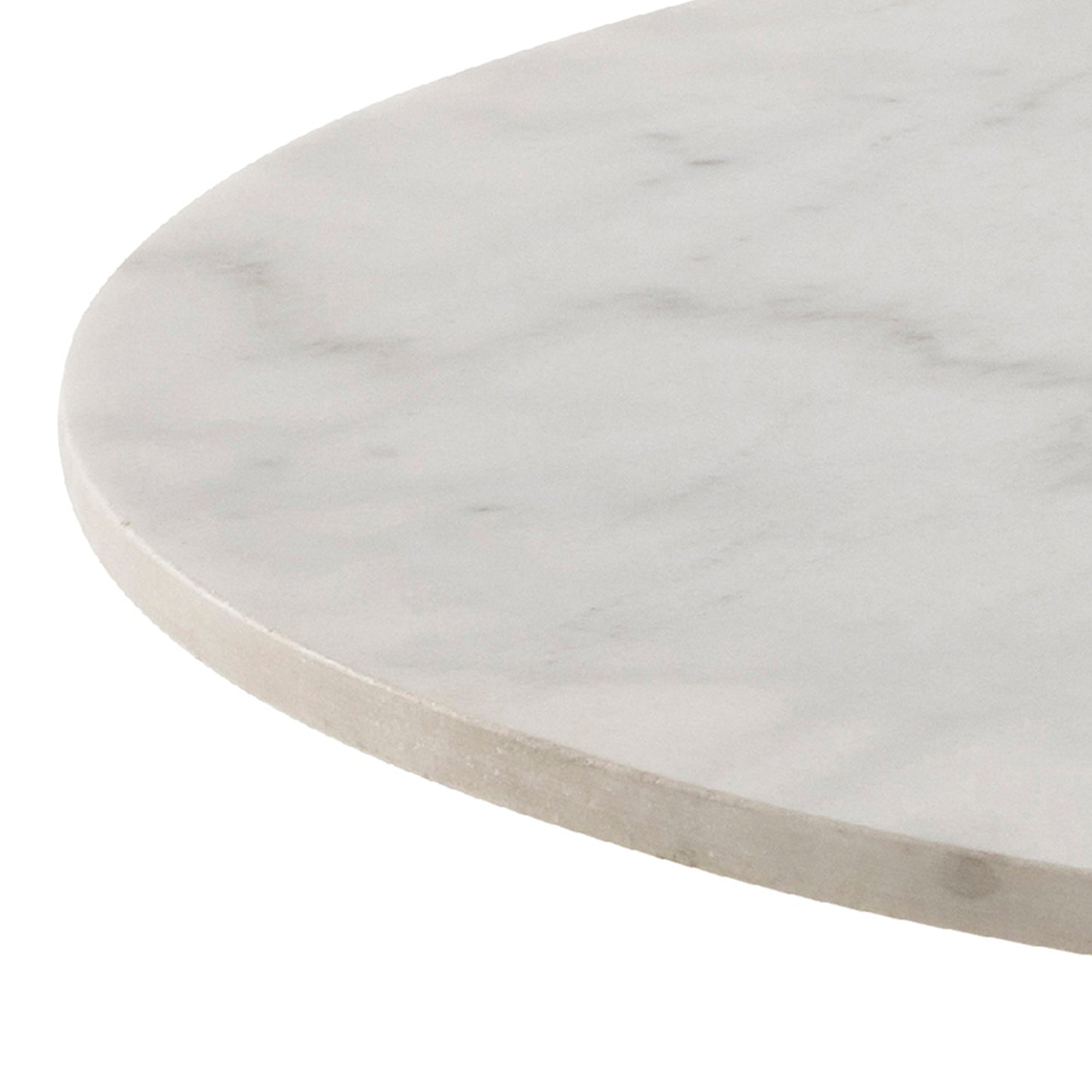 Corby Round Dining Table with White Marble Effect Top & Black Base