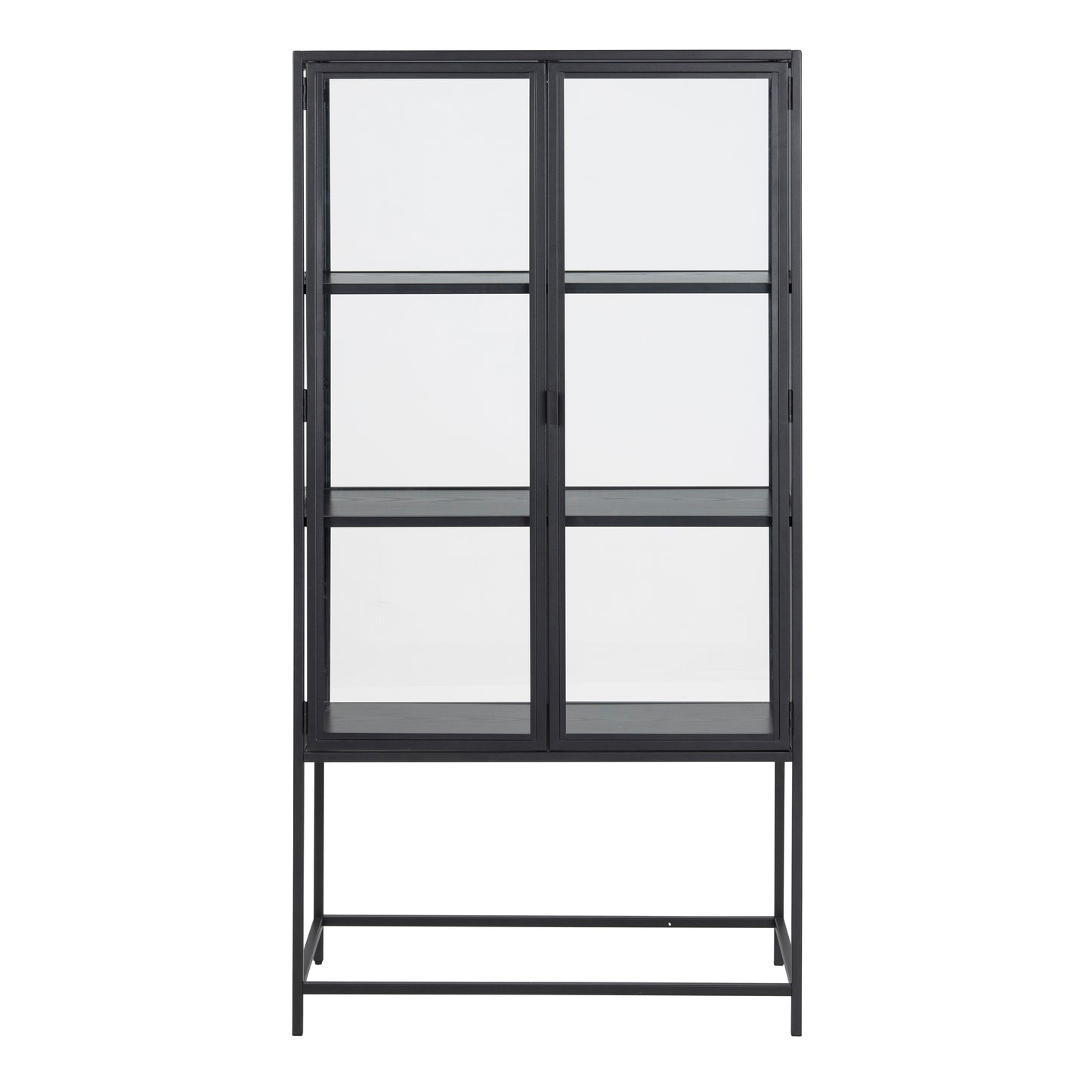 Seaford 2 Glass Door Display Cabinet in Black