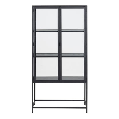 Seaford 2 Glass Door Display Cabinet in Black