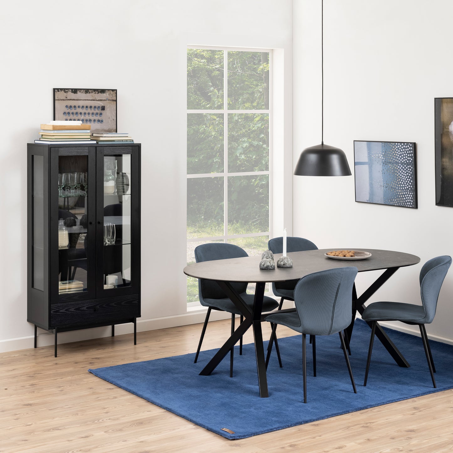 Angus 2 Door Display Cabinet in Black