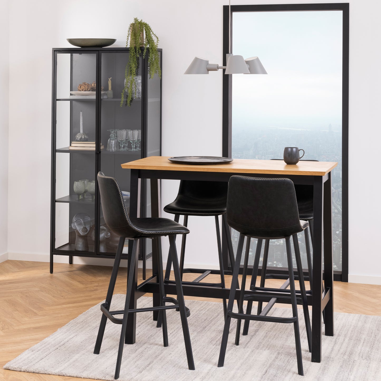 Newcastle Tall 2 Door Display Cabinet in Matt Black