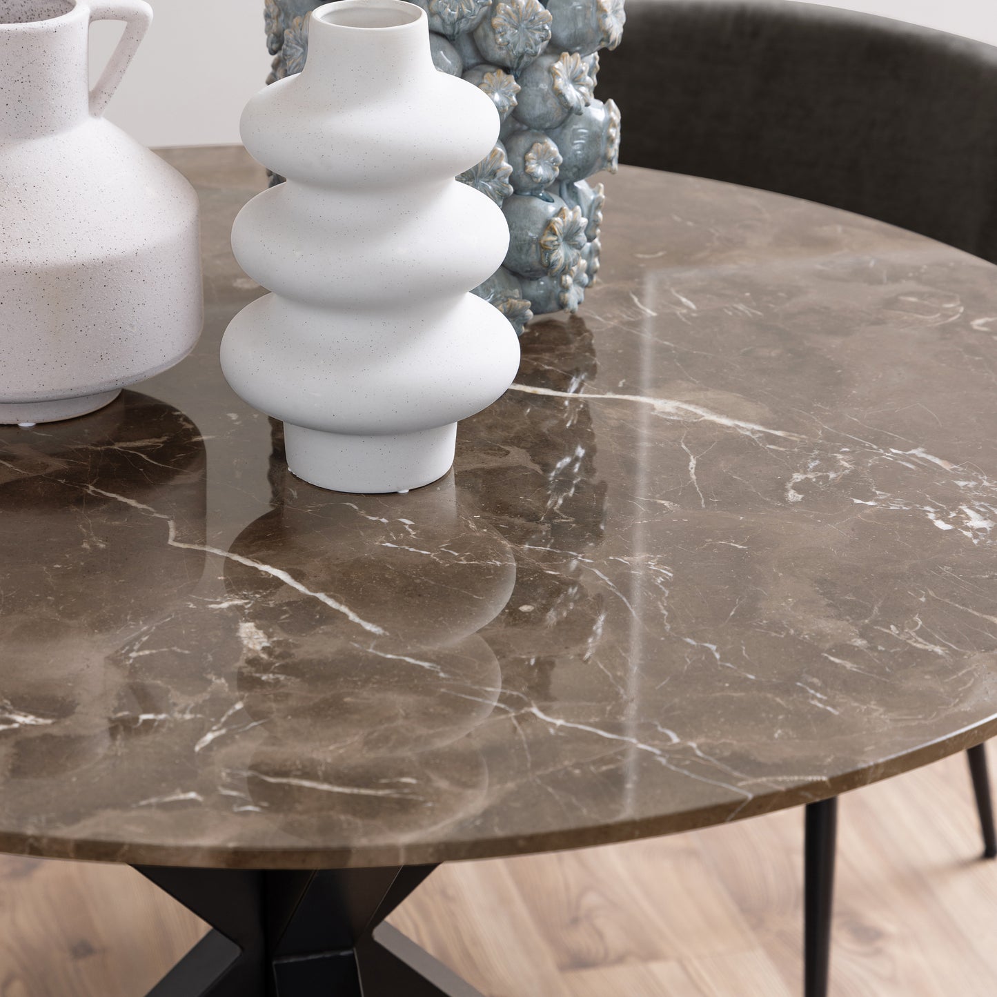 Heaven Dining Table with Brown Polished Marble Top