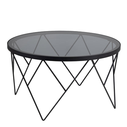 Halstow Coffee Table in Black with Smoked Glass Top