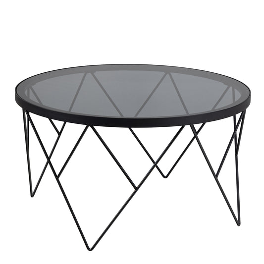 Halstow Coffee Table in Black with Smoked Glass Top