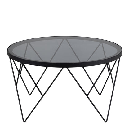 Halstow Coffee Table in Black with Smoked Glass Top