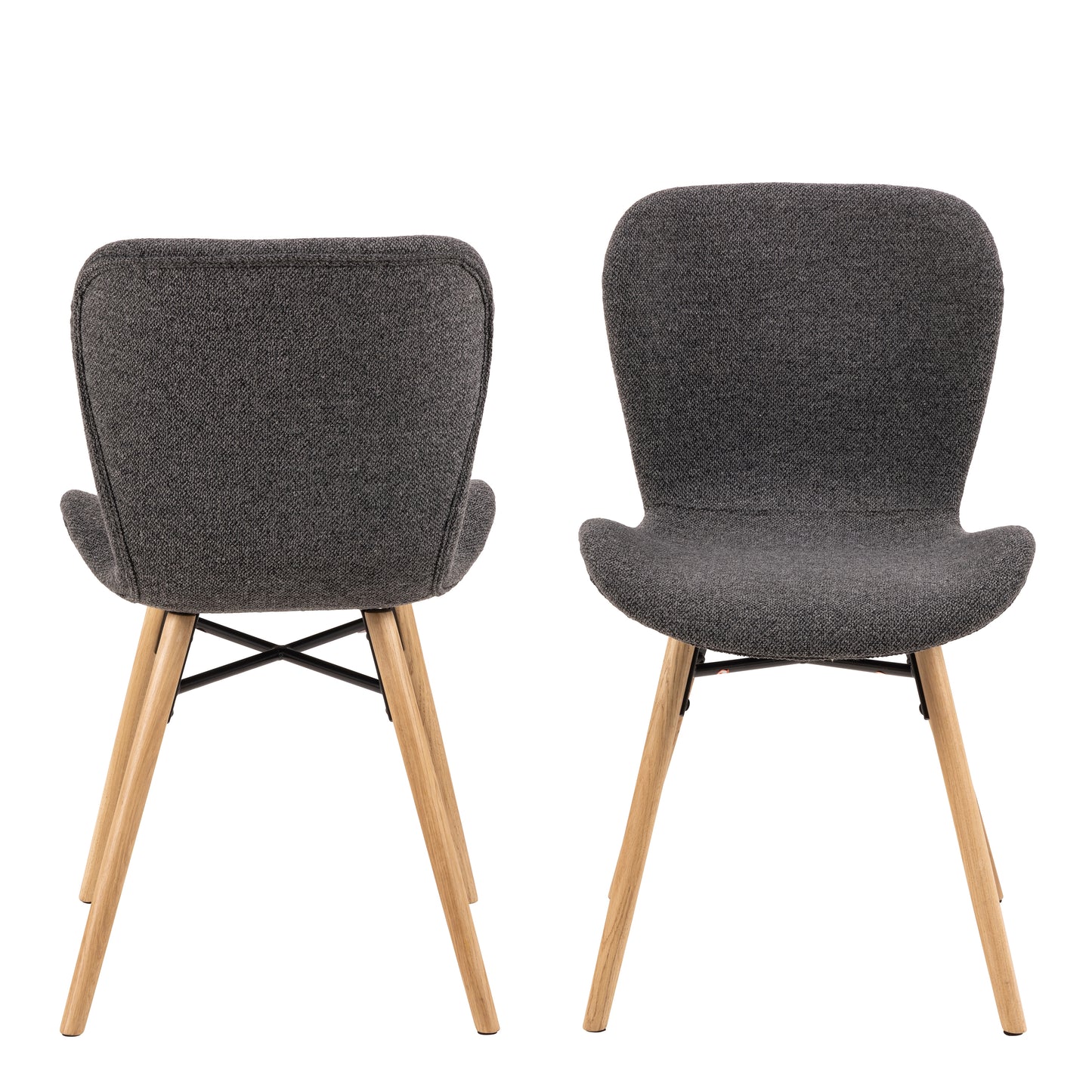 Batilda Dining Chairs with Grey Fabric and Oak Set of 2