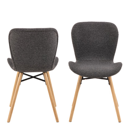 Batilda Dining Chairs with Grey Fabric and Oak Set of 2