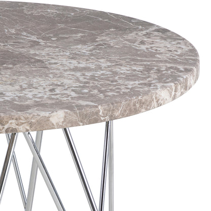 Prunus Round Side Table  with Grey-Brown Marble Top