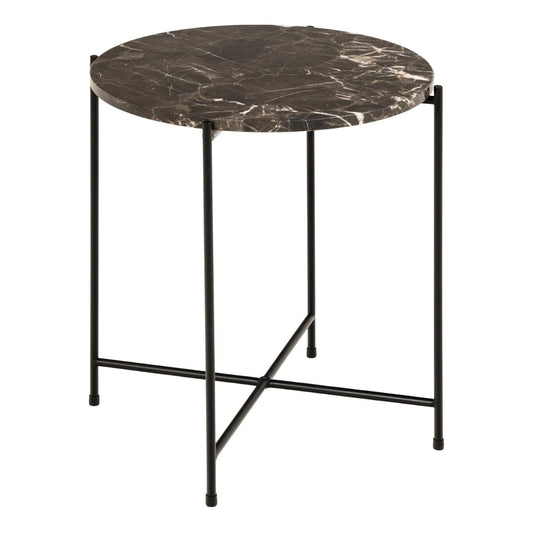 Avila Side Table with Brown Marble Effect 42x45cm