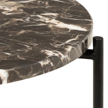 Avila Side Table with Brown Marble Effect 42x45cm