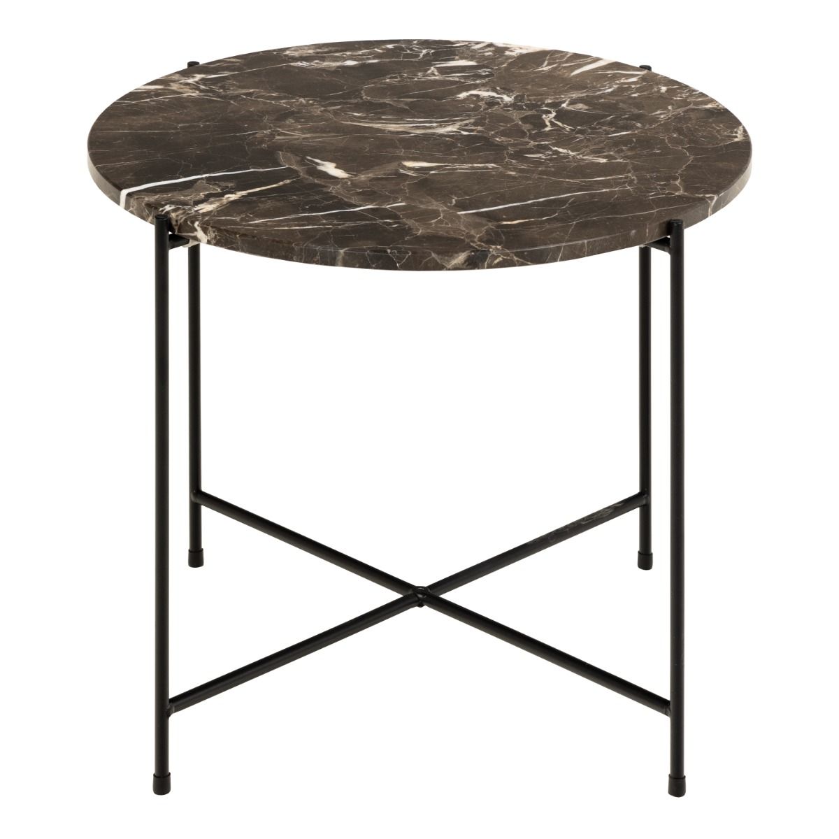 Avila Side Table with Brown Marble Effect 52x40cm