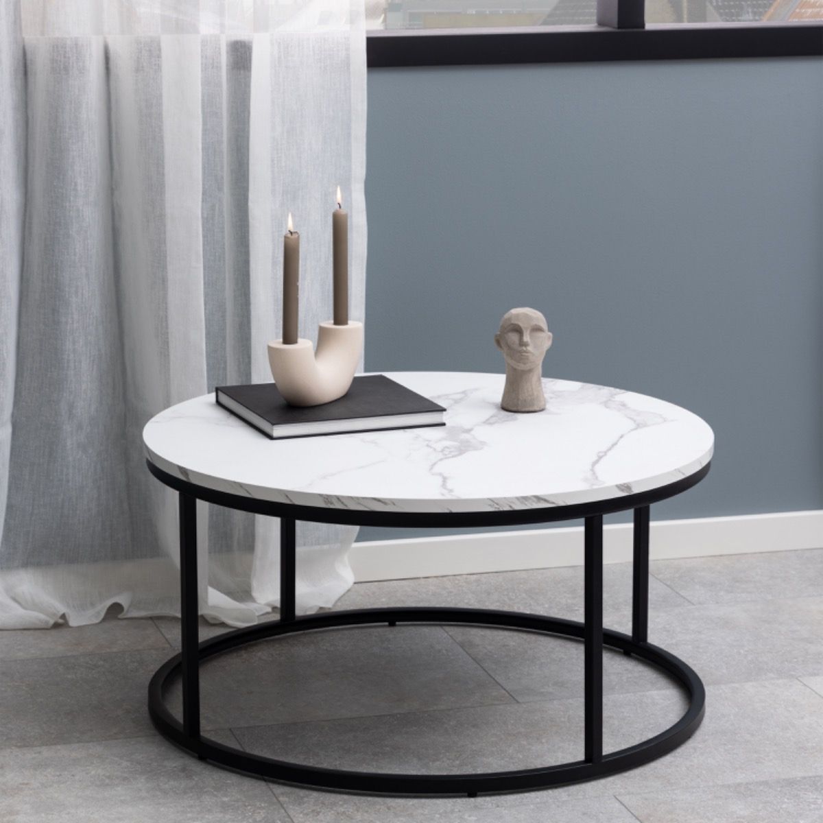 Spiro Coffee Table with White Marble Top