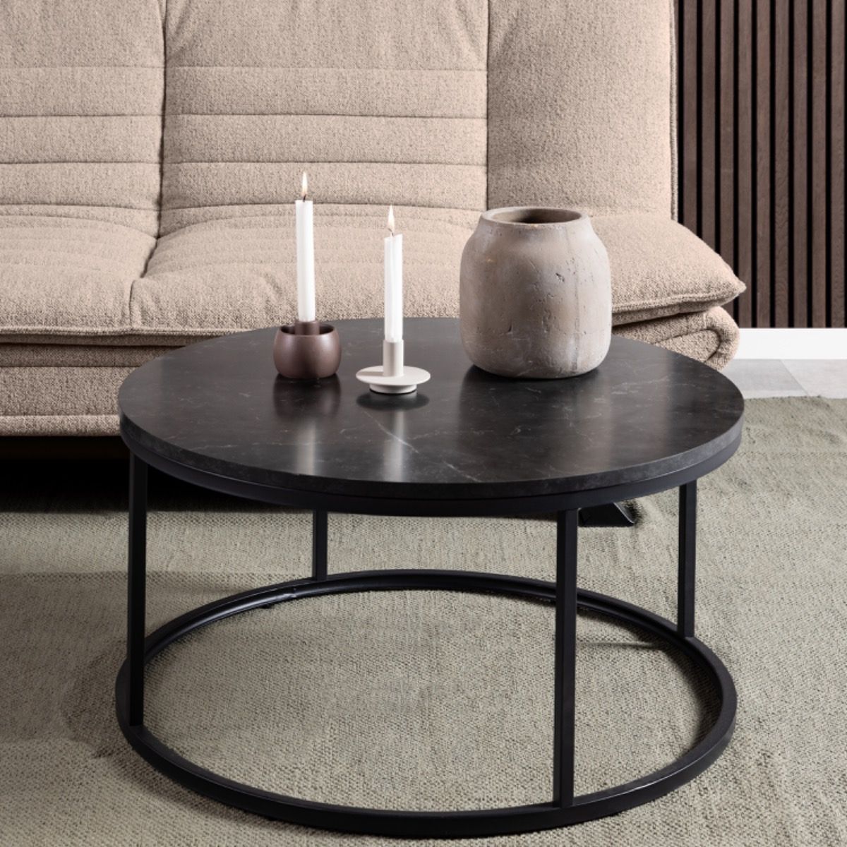 Spiro Coffee Table With Black Marble Top