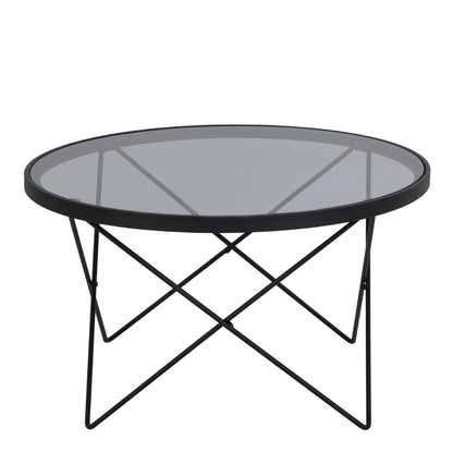 Cuxton Black Coffee Table, with Smoked Glass Top