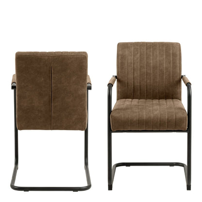 Adele Dining Chair in Light Brown Fabric Set of 2