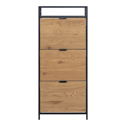 Seaford Shoe Cabinet in Black and Oak