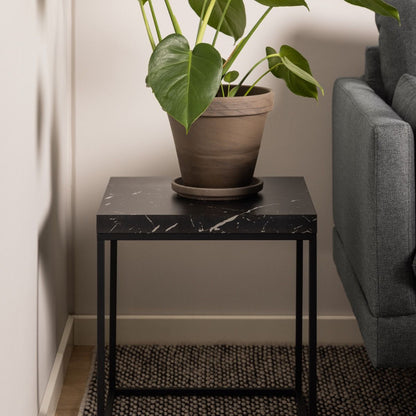 Barossa Coffee Table with Black Marble Effect Top & Black Steel Base 40cm