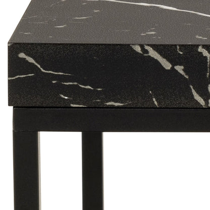 Barossa Coffee Table with Black Marble Effect Top & Black Steel Base 40cm