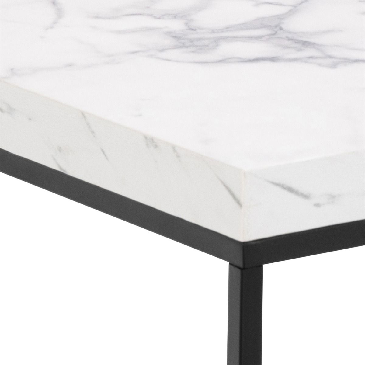 Barossa Coffee Table with White Marble Effect Top & Black Base 40cm