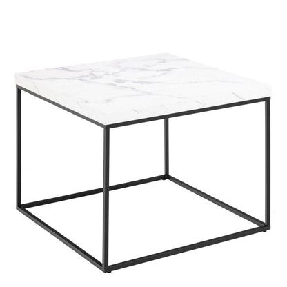 Barossa Coffee Table with White Marble Effect Top & Black Steel Base 60cm