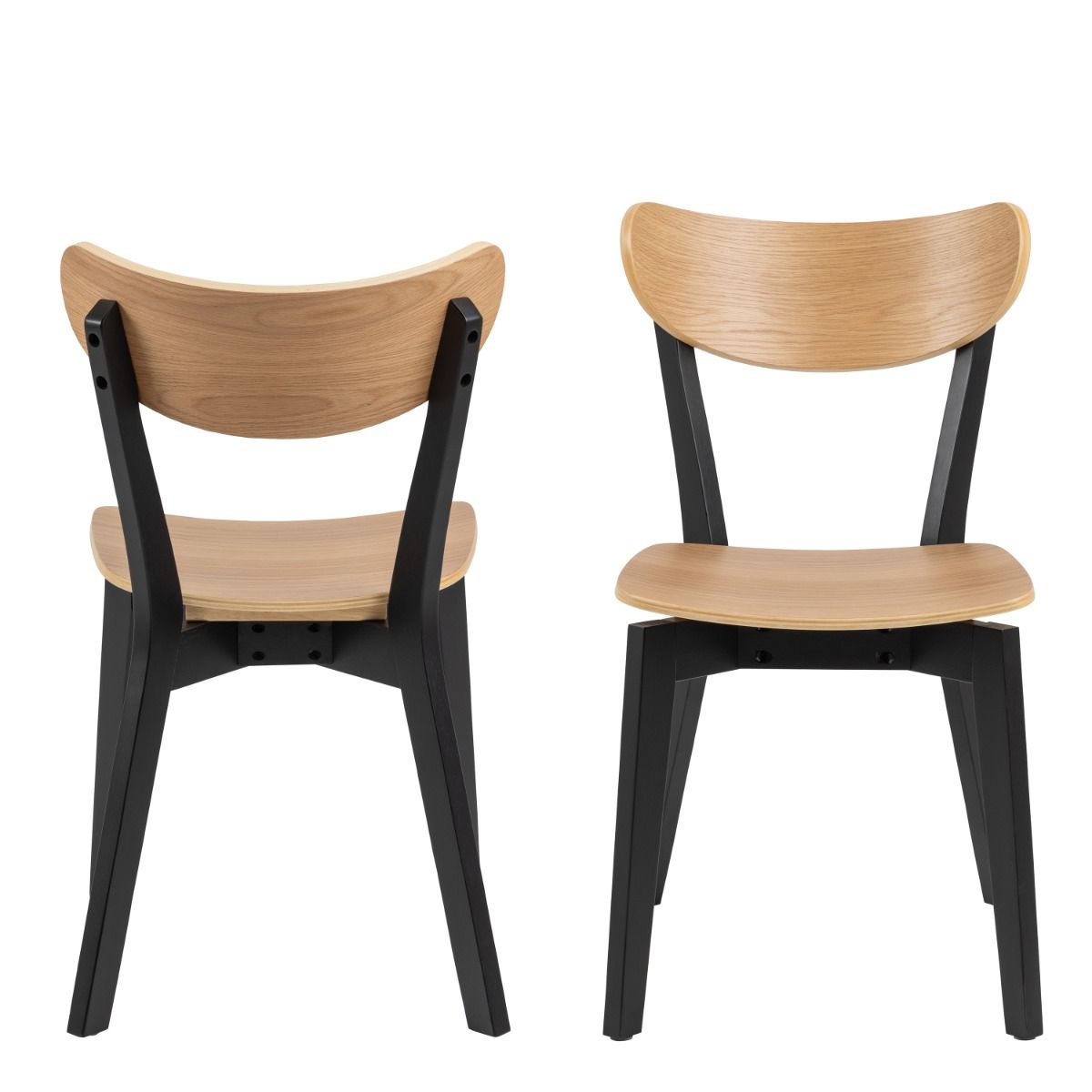 Roxby Dining Chairs in Black and Oak Set of 2