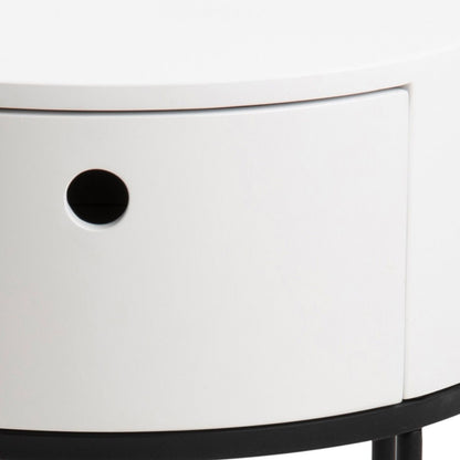 Polo Round Bedside Table in White and Black