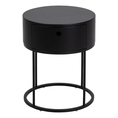 Polo Round Bedside Table in Black