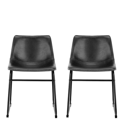 I_Oregon Dining Chair In Black with Cream Stitching Set of 2