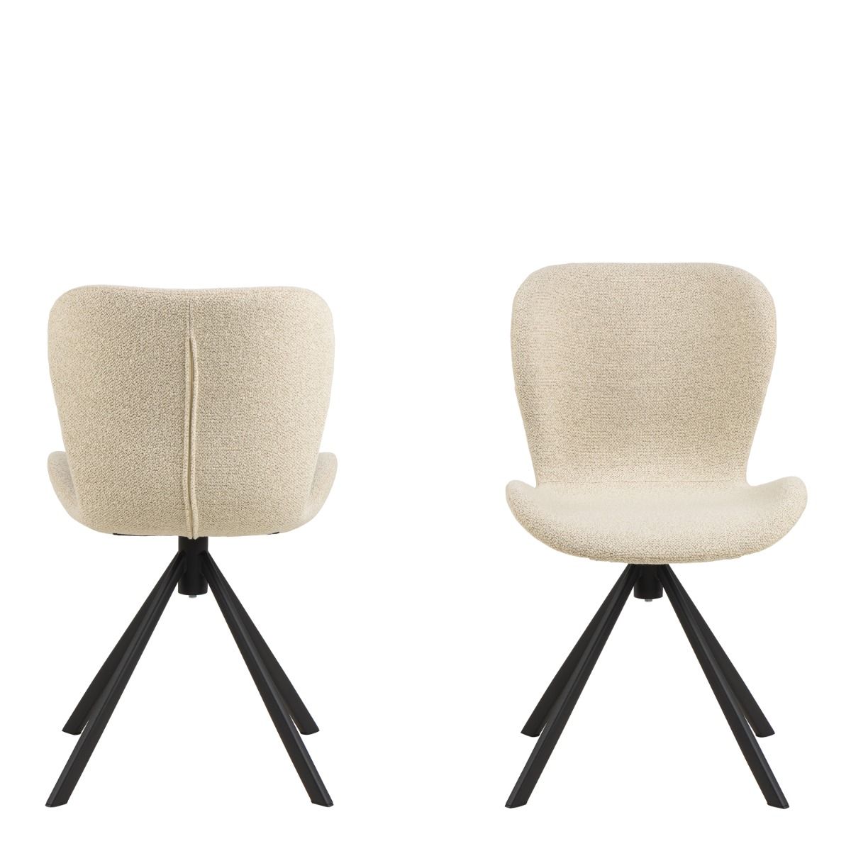 Batilda Swivel Dining chairs in Cream Fabic Set of 2