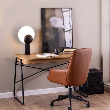 Blueton Office Desk with 2 Drawers in Black and Oak