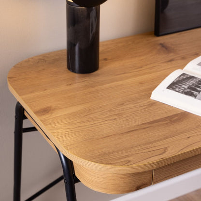 Blueton Office Desk with 2 Drawers in Black and Oak