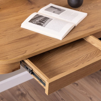 Blueton Office Desk with 2 Drawers in Black and Oak