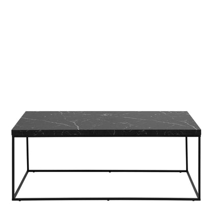 Barossa Coffee Table with Black Marble Effect Top & Black Steel Base 110x55x45cm