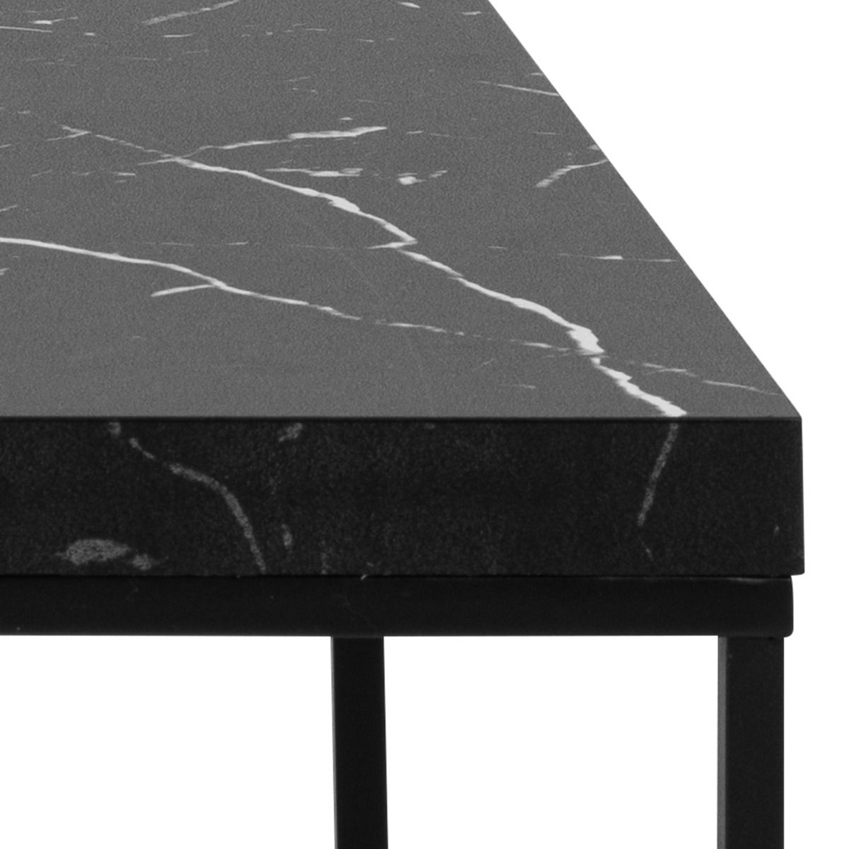 Barossa Coffee Table with Black Marble Effect Top & Black Steel Base 110x55x45cm