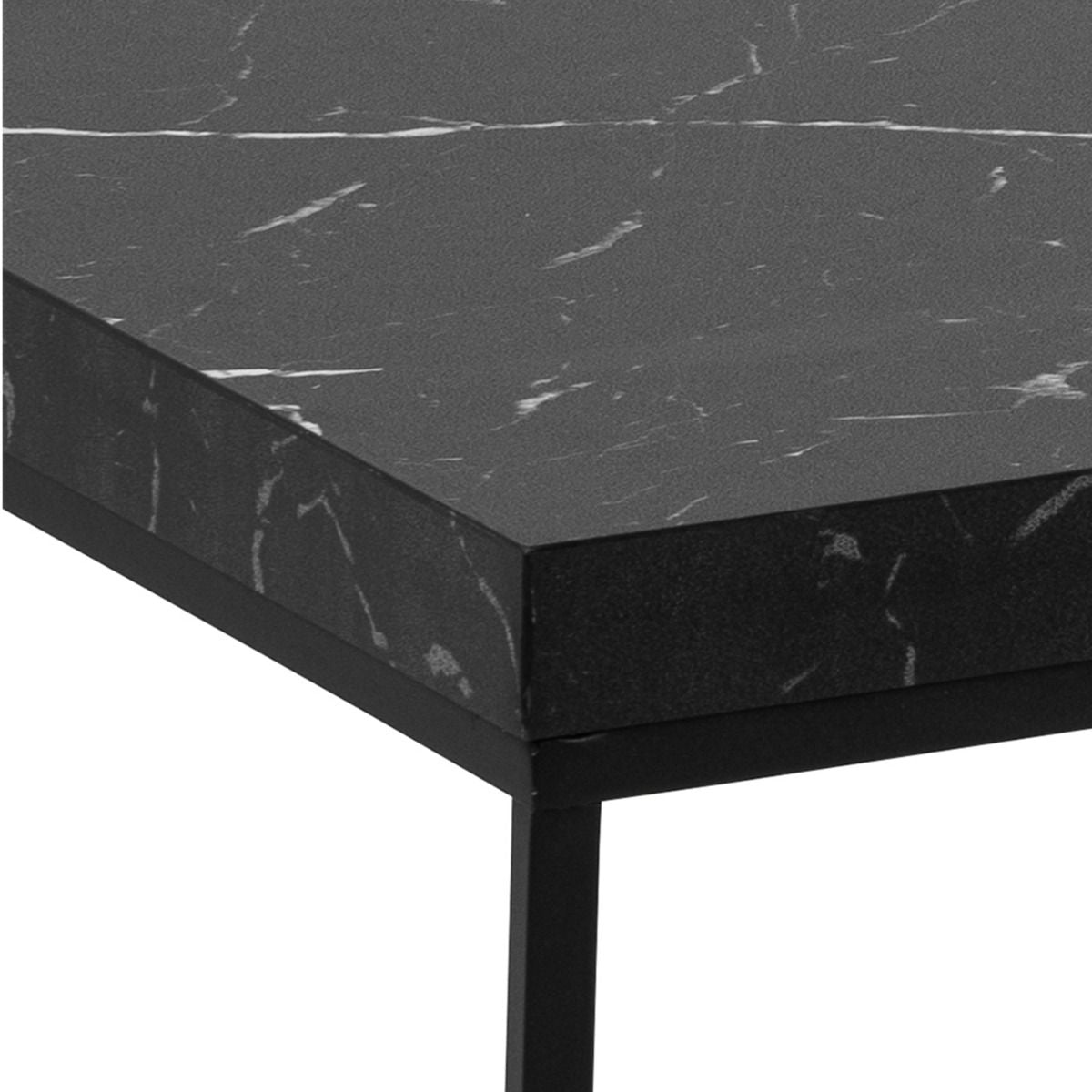 Barossa Coffee Table with Black Marble Effect Top & Black Steel Base 110x55x45cm