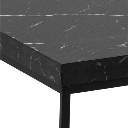 Barossa Coffee Table with Black Marble Effect Top & Black Steel Base 110x55x45cm