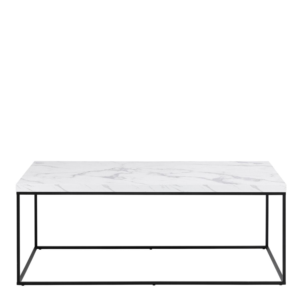 Barossa Coffee Table with White Marble Effect Top & Black Steel Base 110x55x45cm