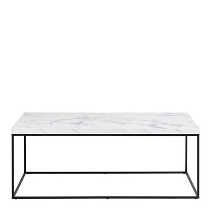 Barossa Coffee Table with White Marble Effect Top & Black Steel Base 110x55x45cm